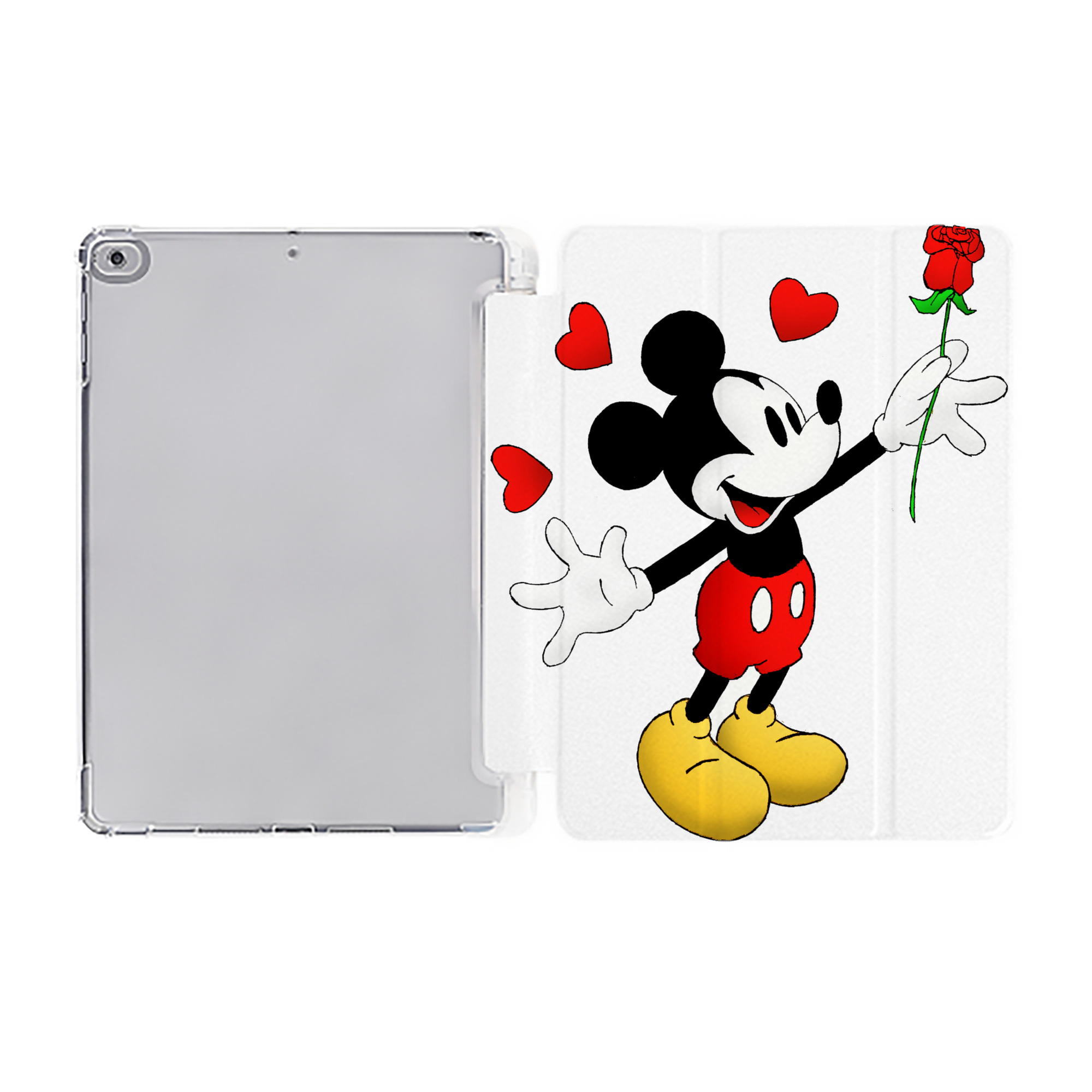 ミッキーマウス Mickey Mouse IPad ケース ペン収納付き 三つ折りスタンド PUレザー×シリコン 対応機種9.5/10.5/10.9インチ